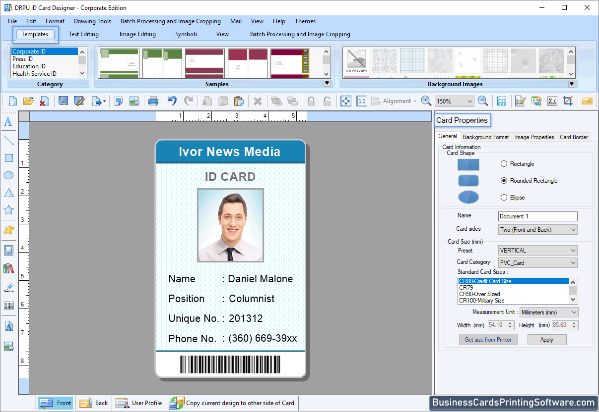 ID Cards Designing (Corporate Edition) screenshots for how to create id ...